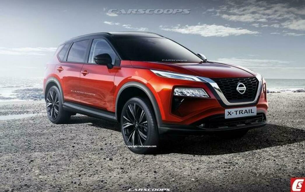 На фото рендер Nissan X-Trail нового покления, основанный на шпионских снимках