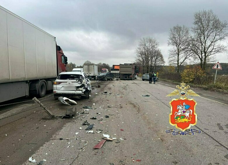 Изображение ДТП с участием девяти автомобилей парализовало движение на Домодедовском шоссе