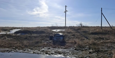 Пьяная мать на Toyota вылетела в кювет с двумя дочерьми